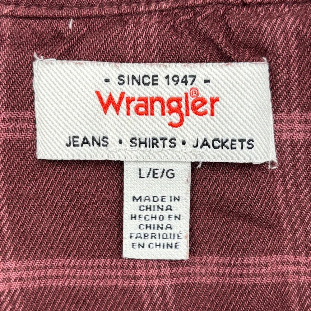 Wrangler Plaid Blouse Womens Large Burgundy Maroon Pintuck Babydoll Viscose Top - Picture 5 of 6